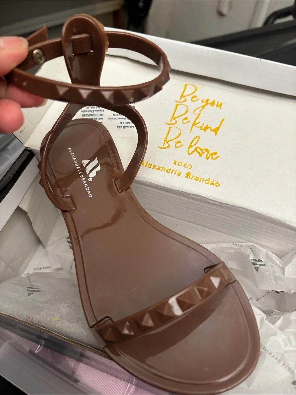 Kids Brown Ankle-Strap Jelly Sandals